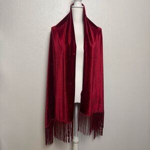 Pretty Persuasions Gorgeous Red Velvet Embezzled‎ Fringe Scarf Shawl